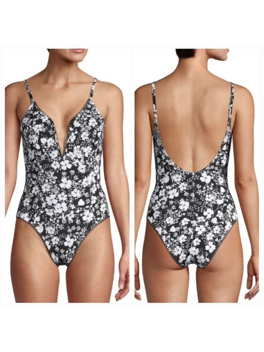 Avec Les Filles Floral One-piece Swimsuit, Size L